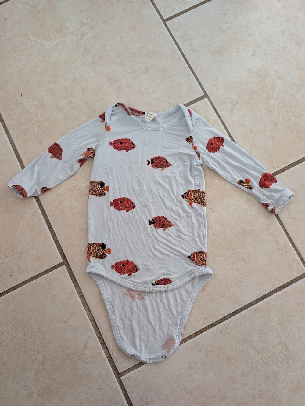 Kate Quinn Long Sleeve Fish Print Baby Bodysuit